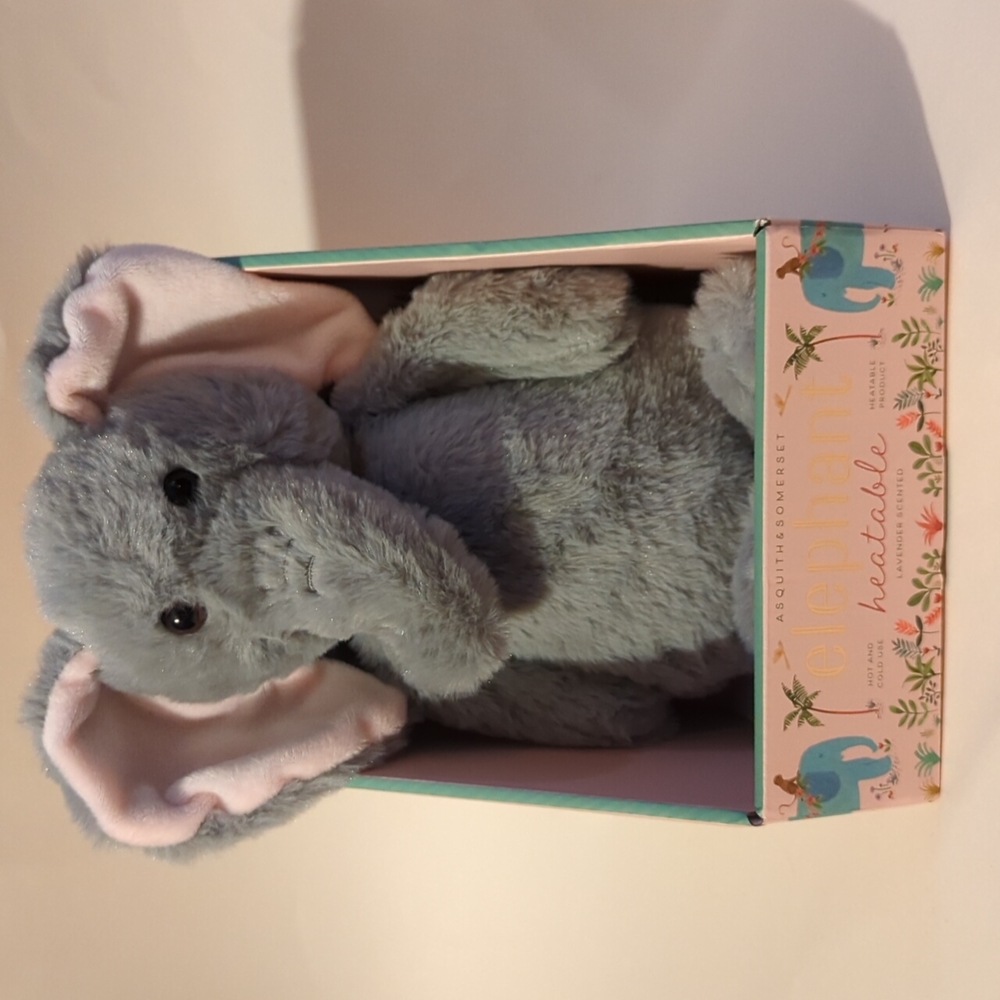 Asquith & Somerset Heatable Elephant Plush Lavender Scent Hot Cold Aromatherapy